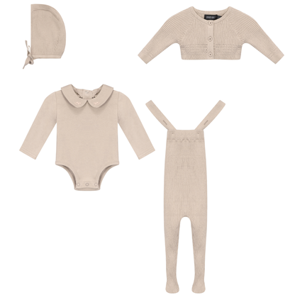 Knitted Overall and Cardigan Set Dark Almond