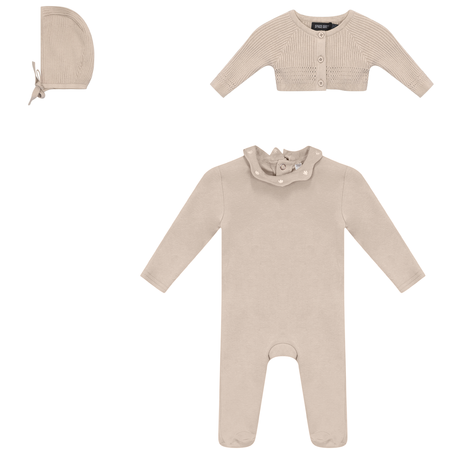 Onesie and Cardigan Set Dark Almond
