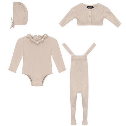 Knitted Overall and Cardigan Set Dark Almond