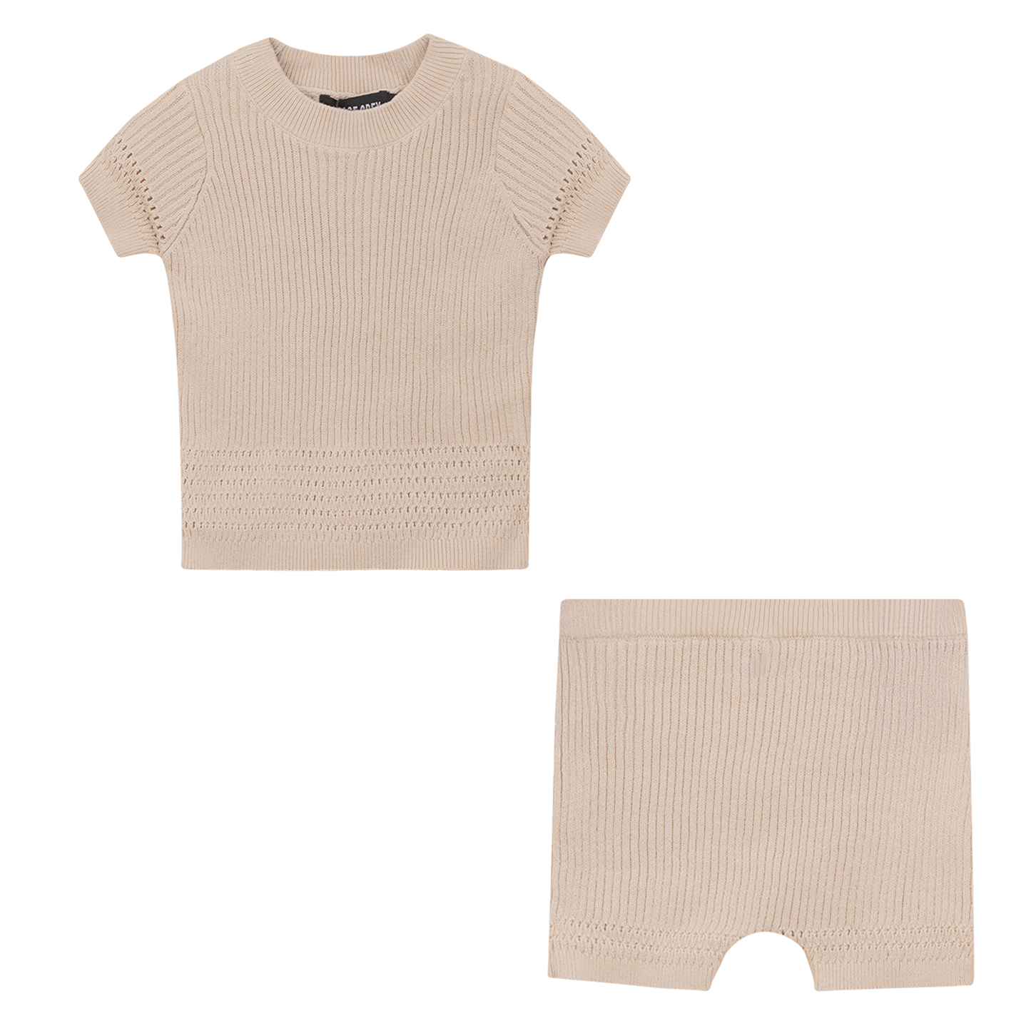 Rib Knit Shorts Set Dark Almond