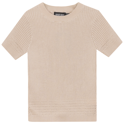 Rib Knit Sweater Dark Almond