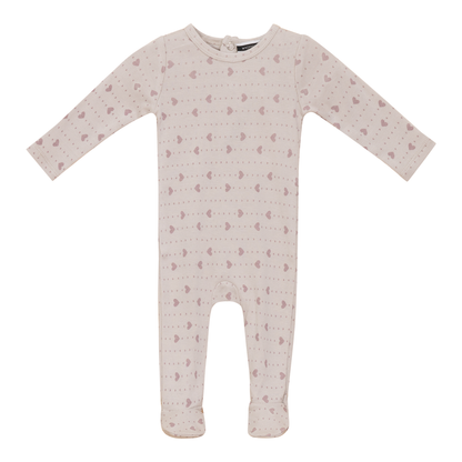 Star and Heart Print Onesie Rose Silver Grey 3 Months