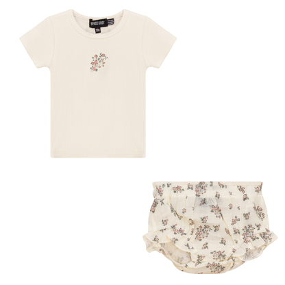 Floral Print 2Pc Set Cream