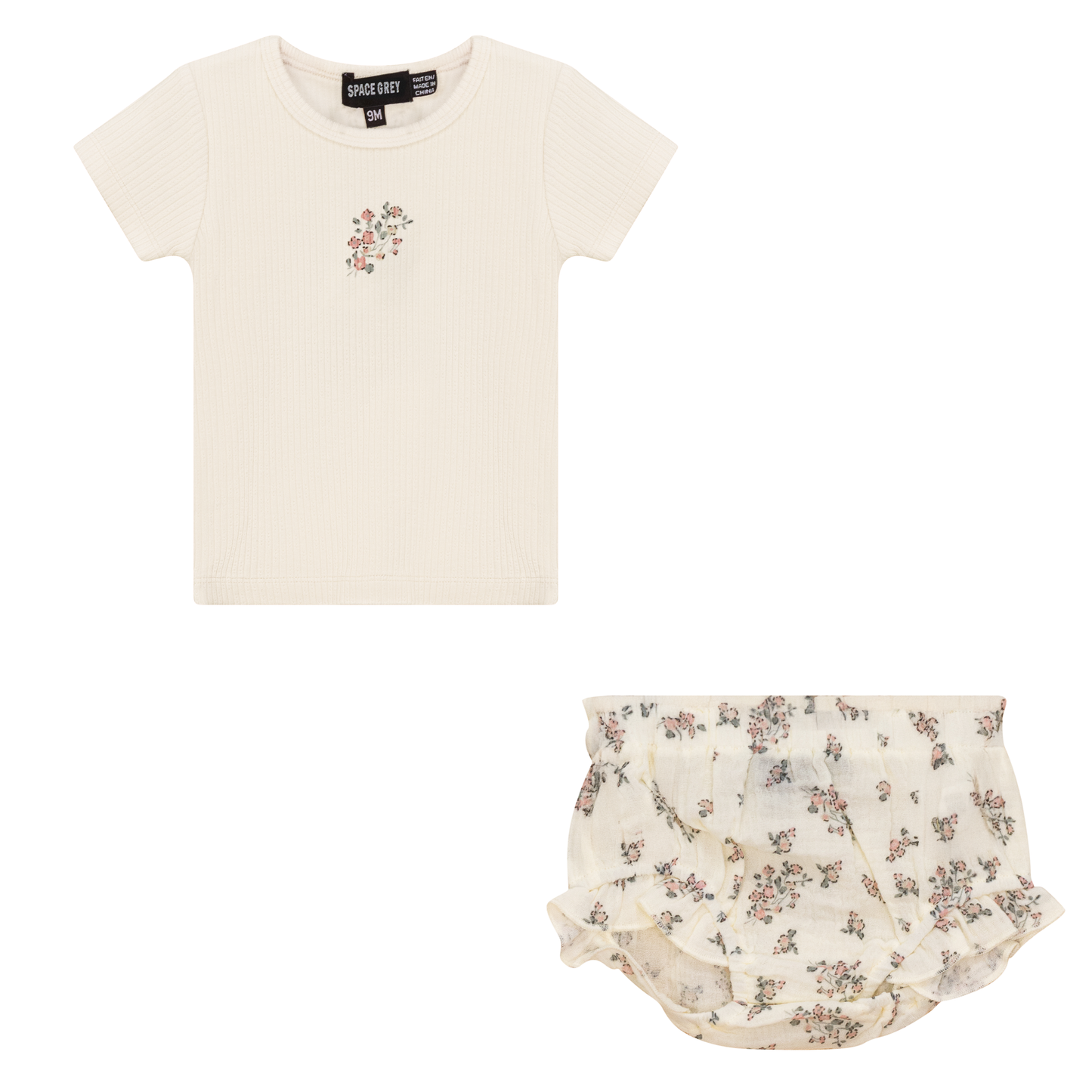 Floral Print 2Pc Set Cream