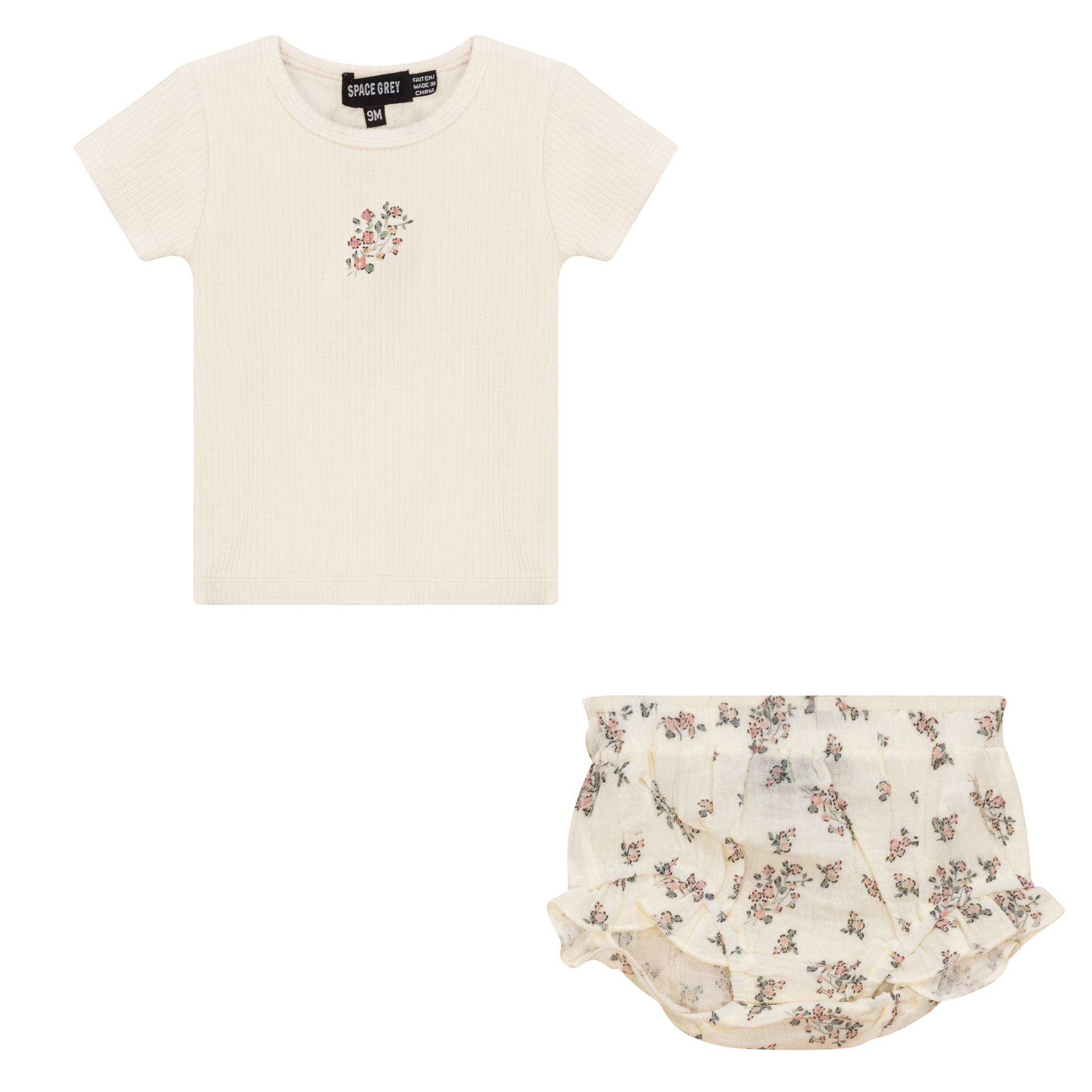 Floral Print 2Pc Set Cream
