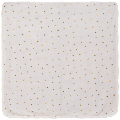 Floral Print Pointelle Blanket Off White One Size