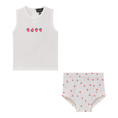 Strawberry and Pear Printed 2pc Set Off White Red