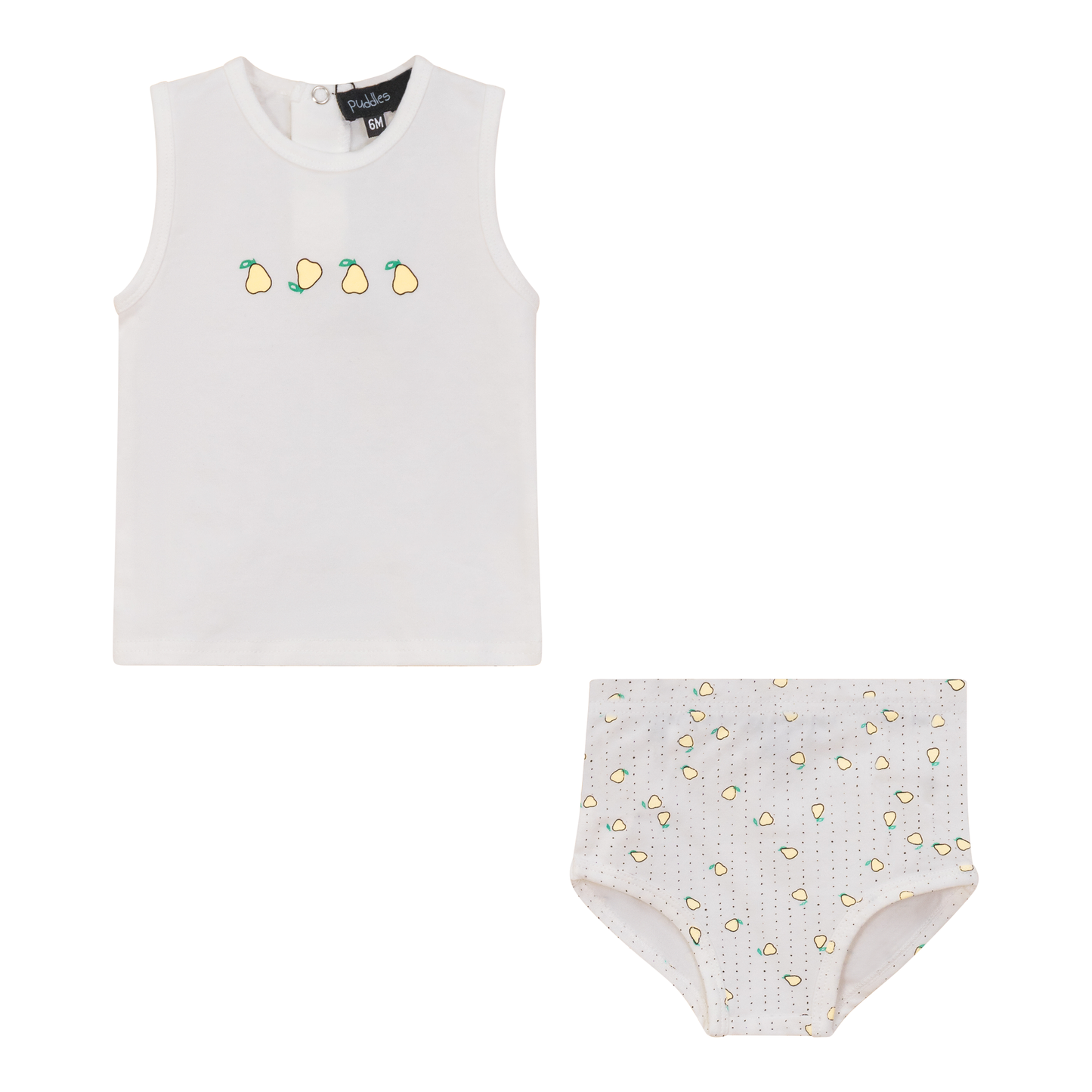 Strawberry and Pear Printed 2pc Set Off white Yellow