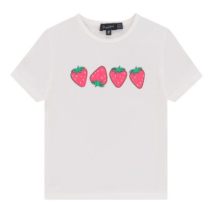 Strawberry Print Tshirt Off White Red
