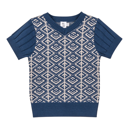Jacquard Knit Sweater Insignia Blue Dark Almond