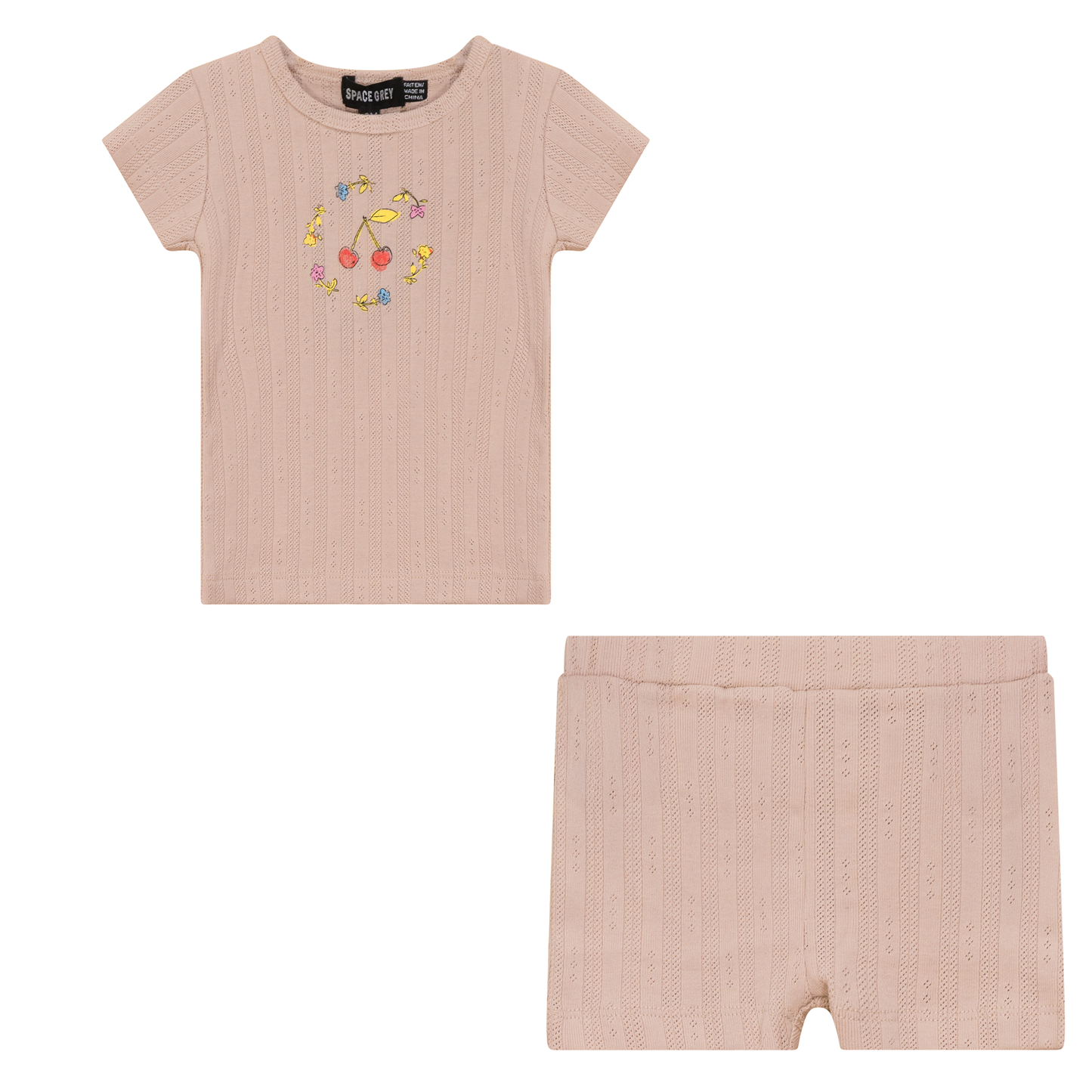 Pointelle Ribbed 2Pc Set Soft Pink