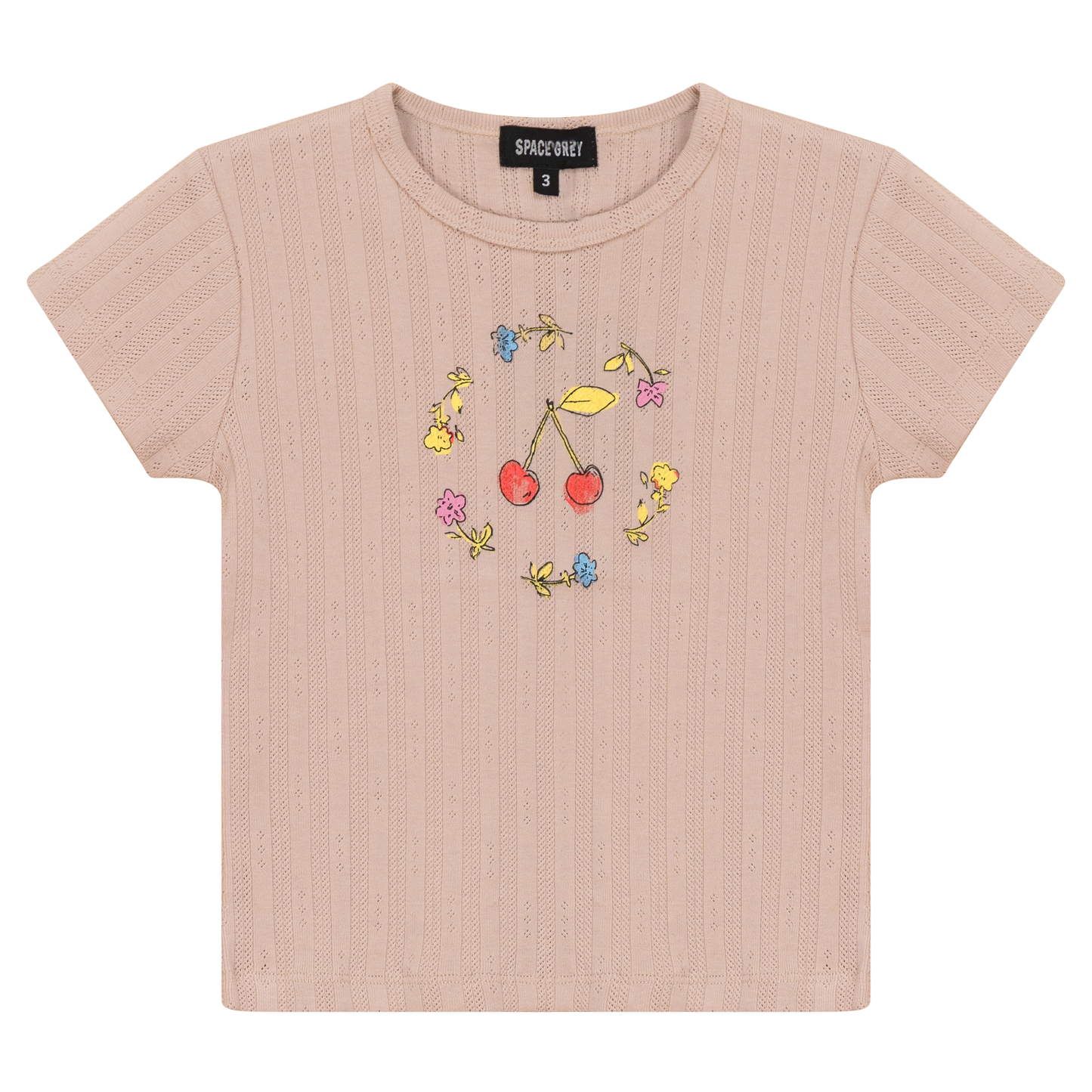 Pointelle Ribbed T-Shirt Soft Pink