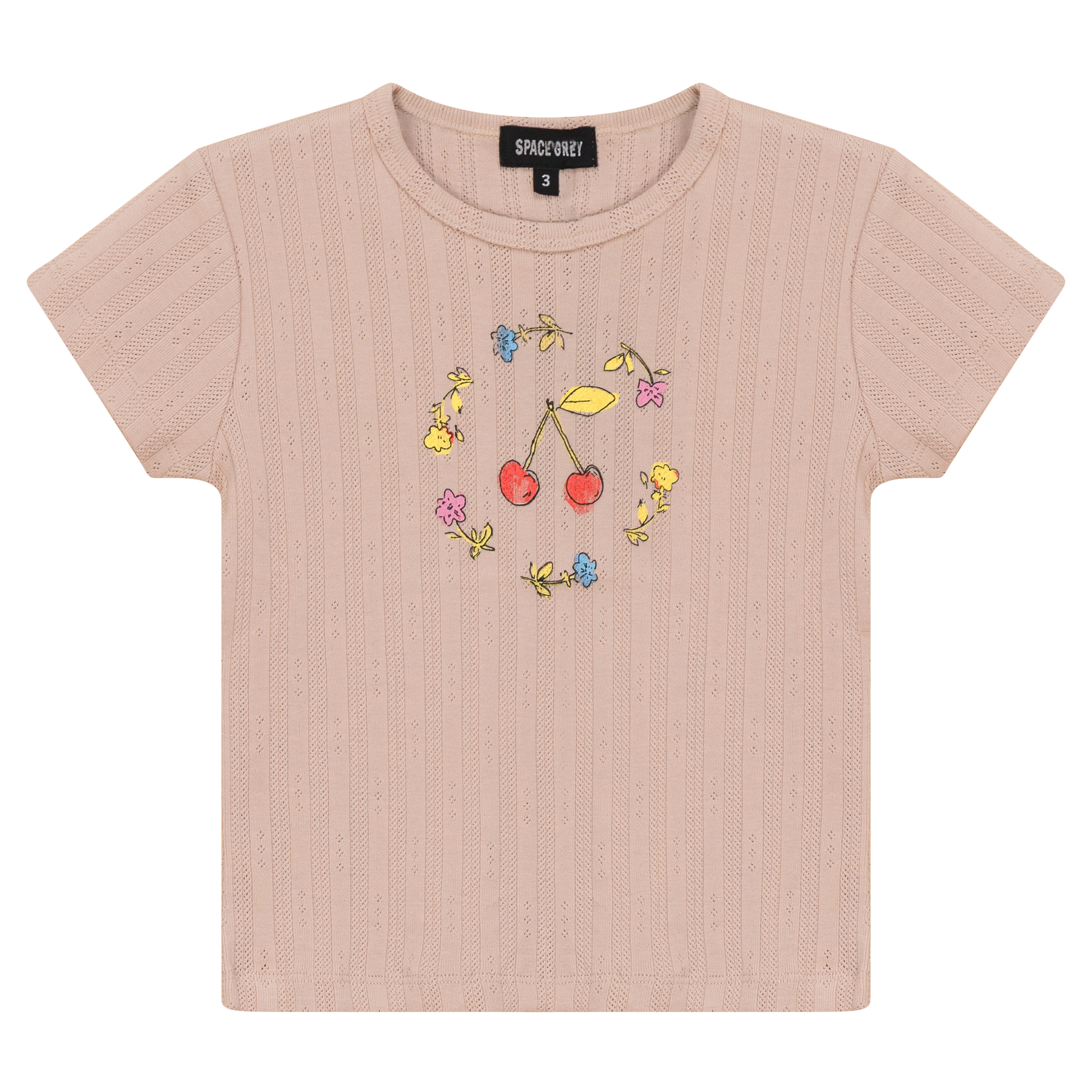 Pointelle Ribbed T-Shirt Soft Pink