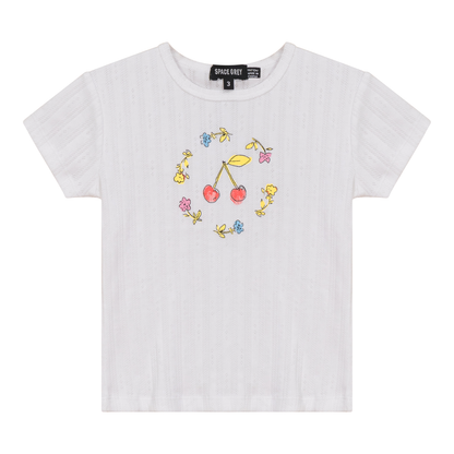 Pointelle Ribbed T-Shirt White