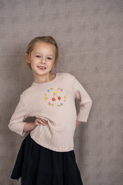 Pointelle Ribbed T-Shirt