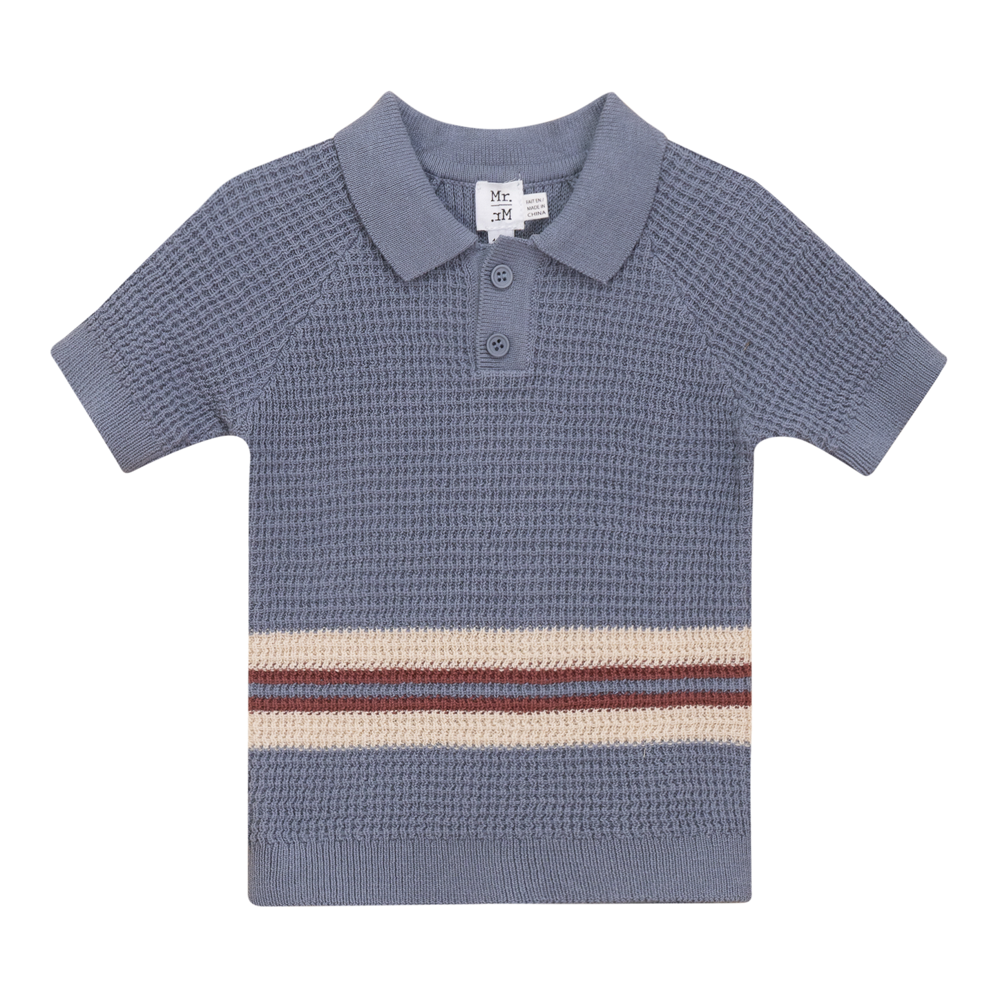 Waffle Knit Striped Sweater Grey Blue