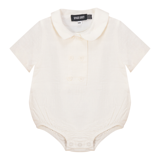 Woven Buttoned Romper Off White