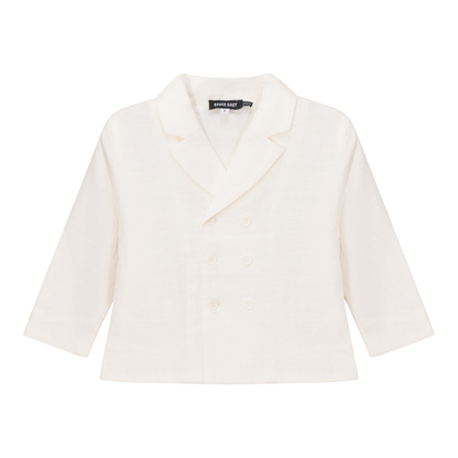 Woven Double Breasted Blazer Off White
