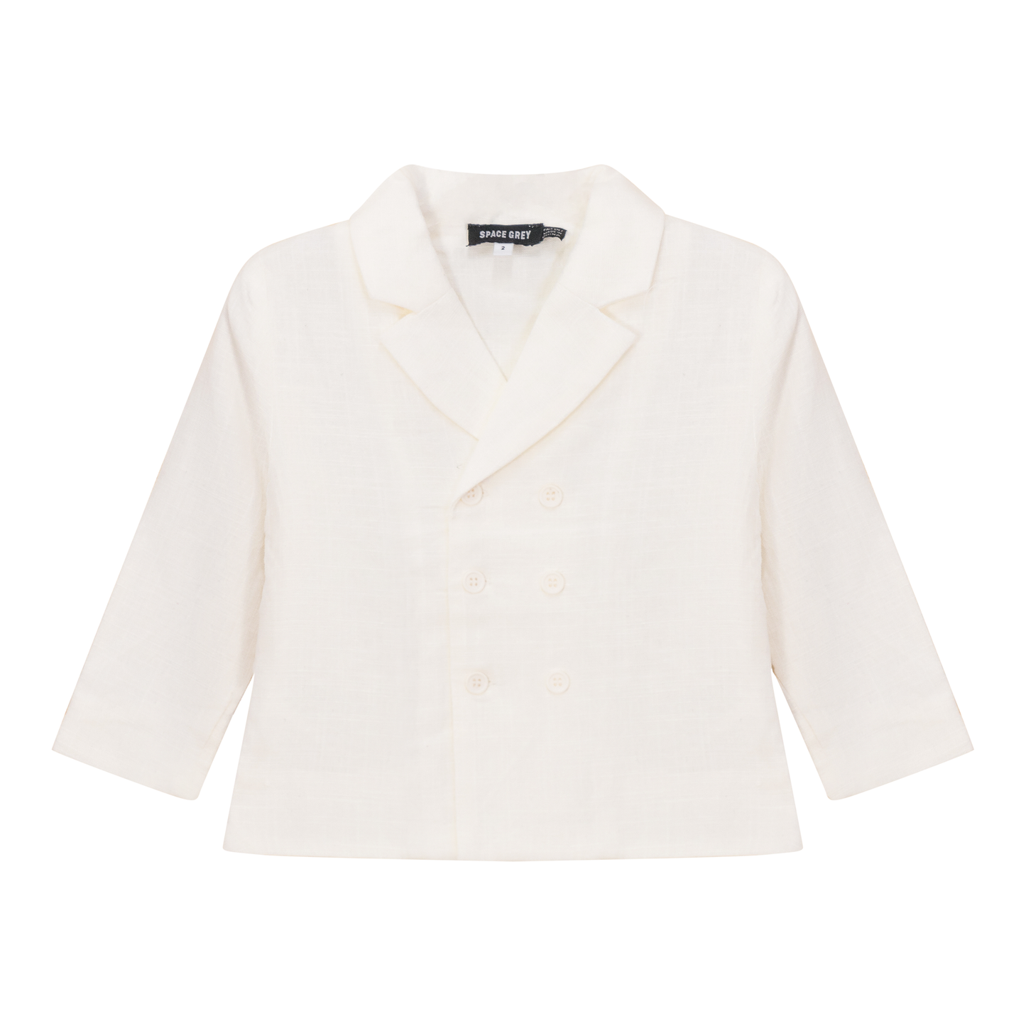 Woven Double Breasted Blazer Off White