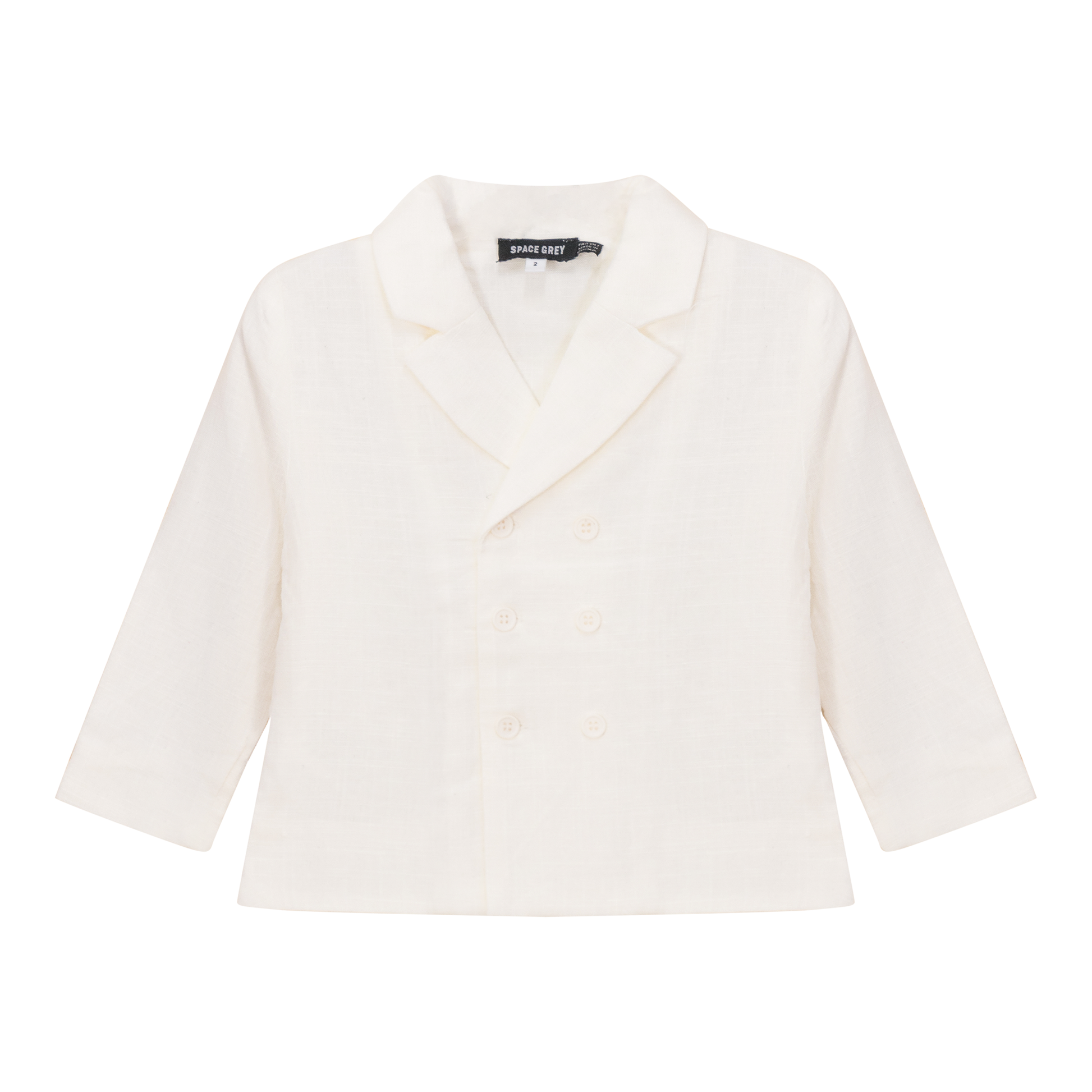 Woven Double Breasted Blazer Off White