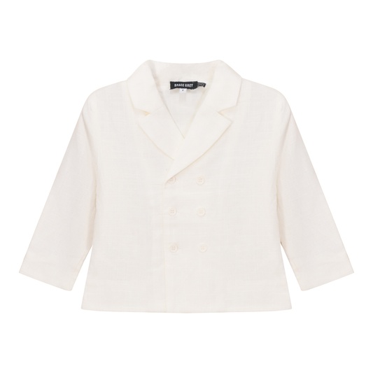 Woven Double Breasted Blazer Off White