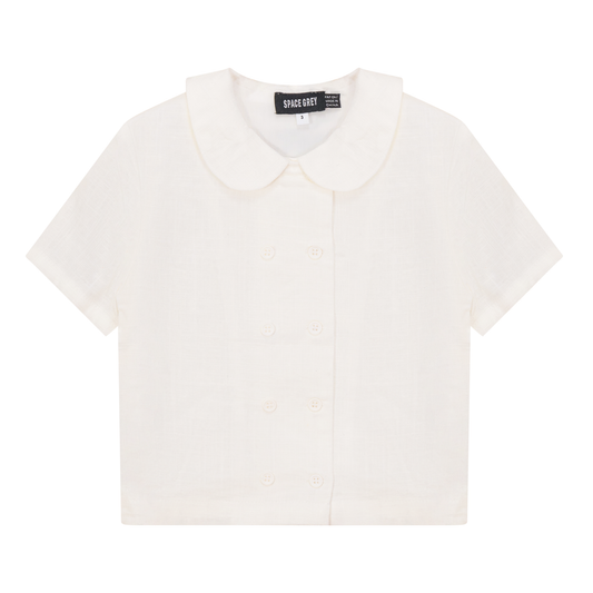 Woven Double Breasted Shirt Off White