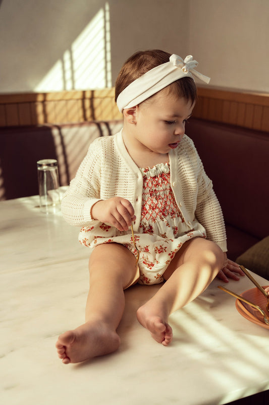 Pointelle Knit Cropped Cardigan