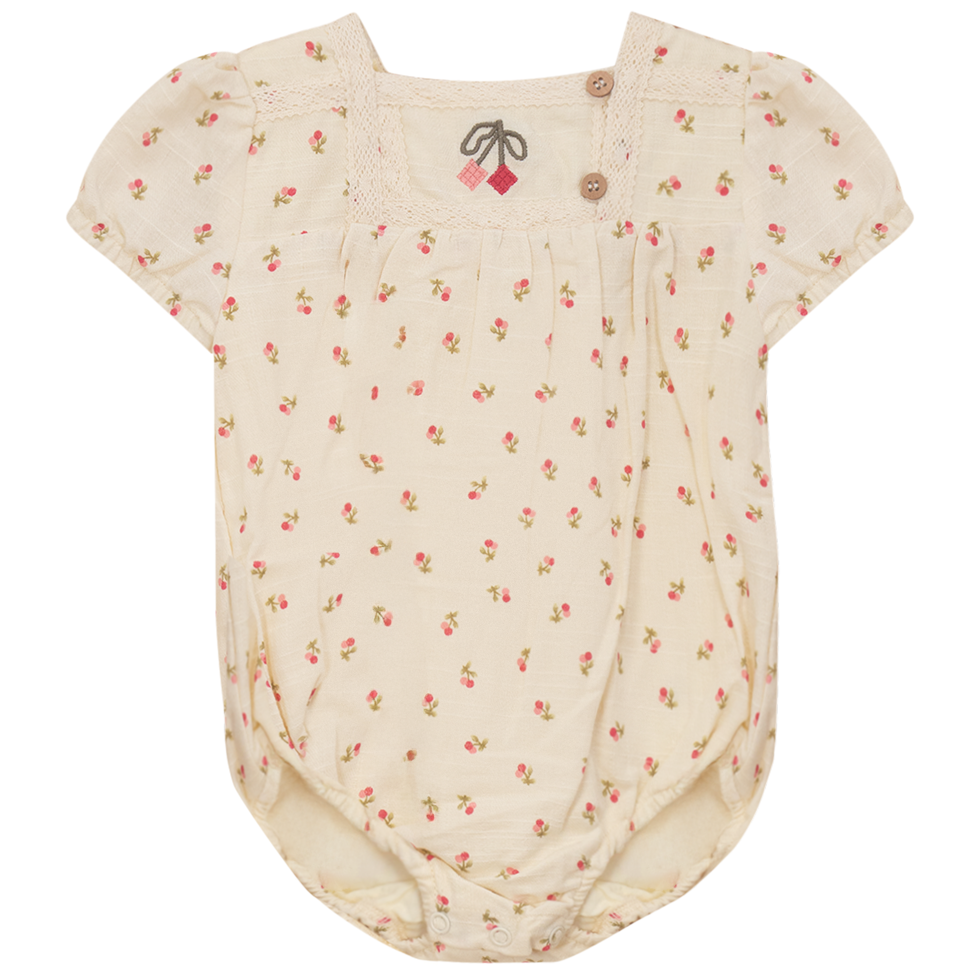 Cherry Printed Linen Bubble Pink