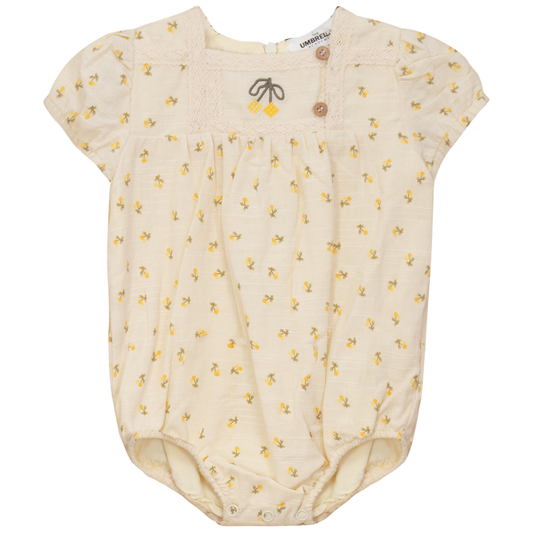 Cherry Printed Linen Bubble Yellow