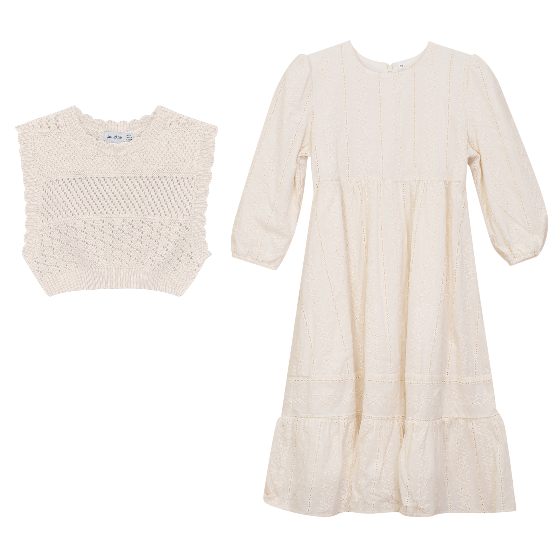 Woven Dress with Vest Off White