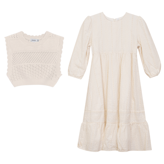 Woven Dress with Vest Off White