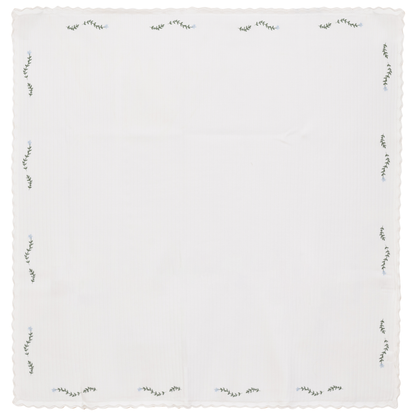 Rib Knit Blanket Off White Blue One Size