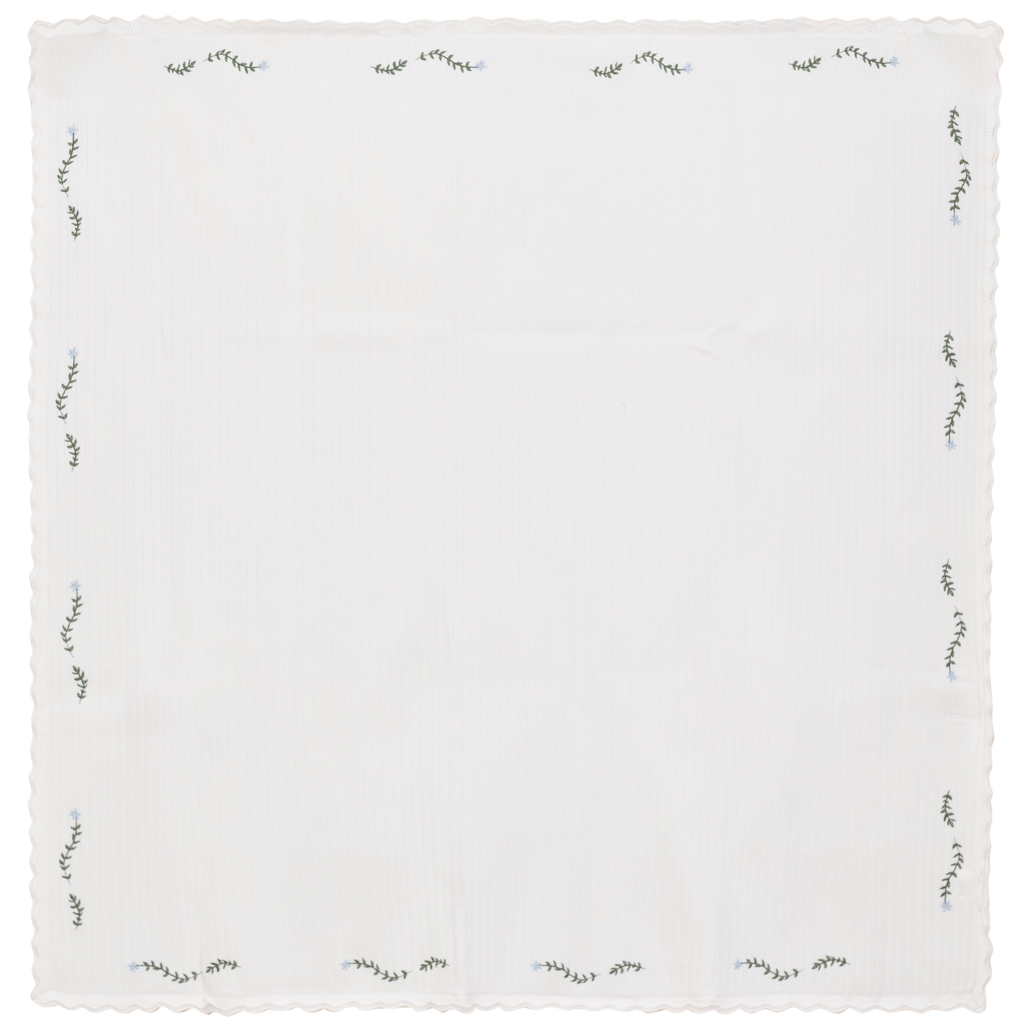 Rib Knit Blanket Off White Blue One Size