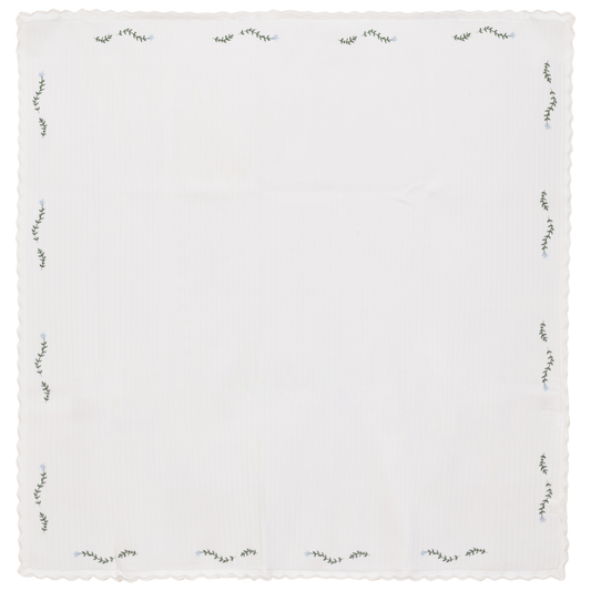 Rib Knit Blanket Off White Blue One Size