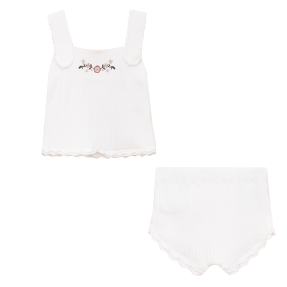 Rib Knit 2Pc Set Off White