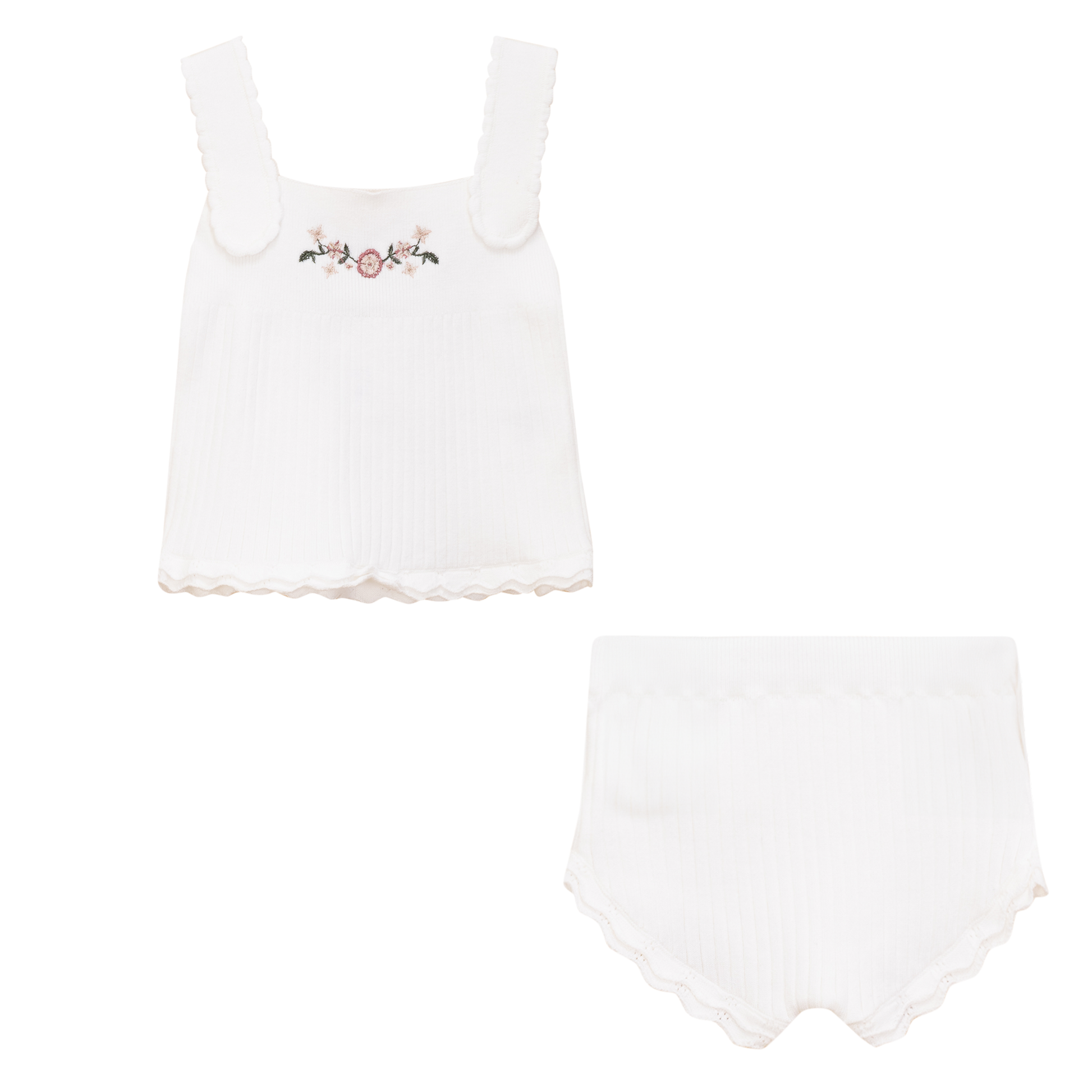 Rib Knit 2Pc Set Off White