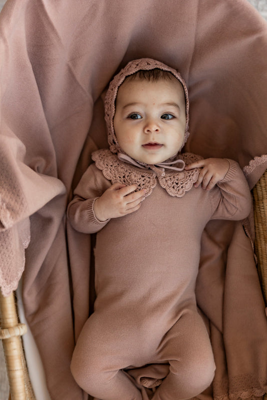 Knit Crochet Onesie and Hat