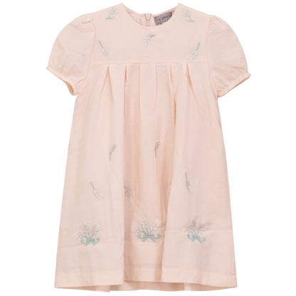 Cotton Floral Embroidered Dress Pink