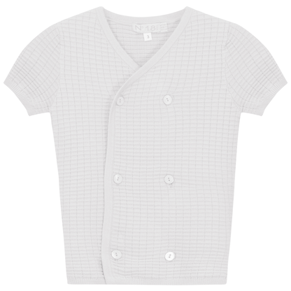 Knitted Double Breasted Top White