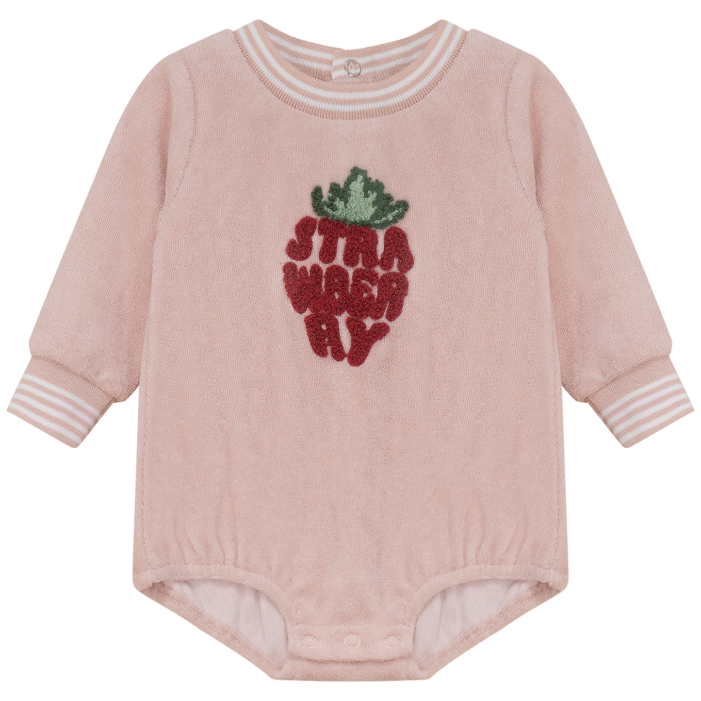 Strawberry Striped Teryy Onesie Pink