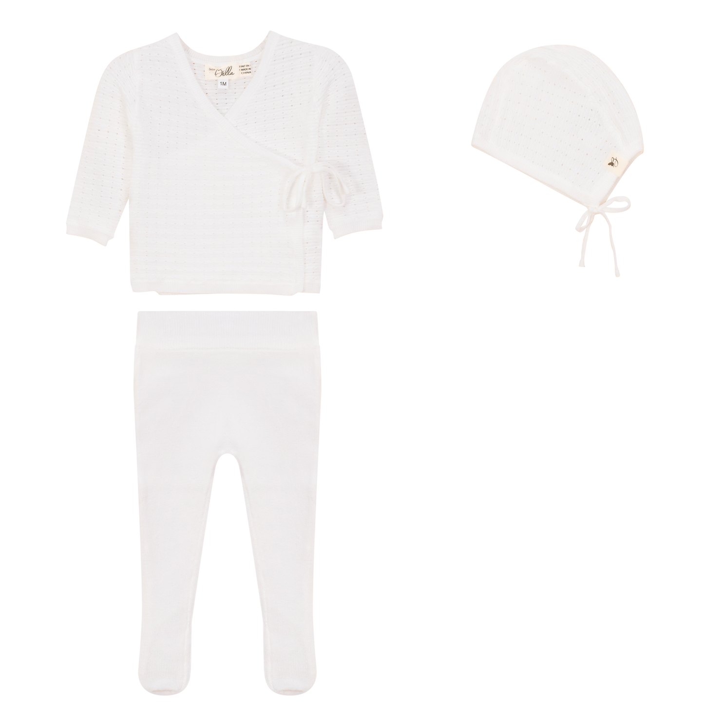 Pointelle Knit 3Pc Set Off White