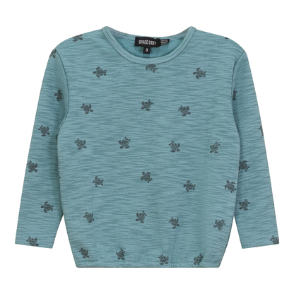 Turtle Printed Sweatshirt Seafoam