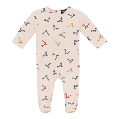 Scooter and Tulip Printed Onesie Dark Almond 3 Months