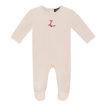 Scooter and Tulip Print Onesie Dark Almond