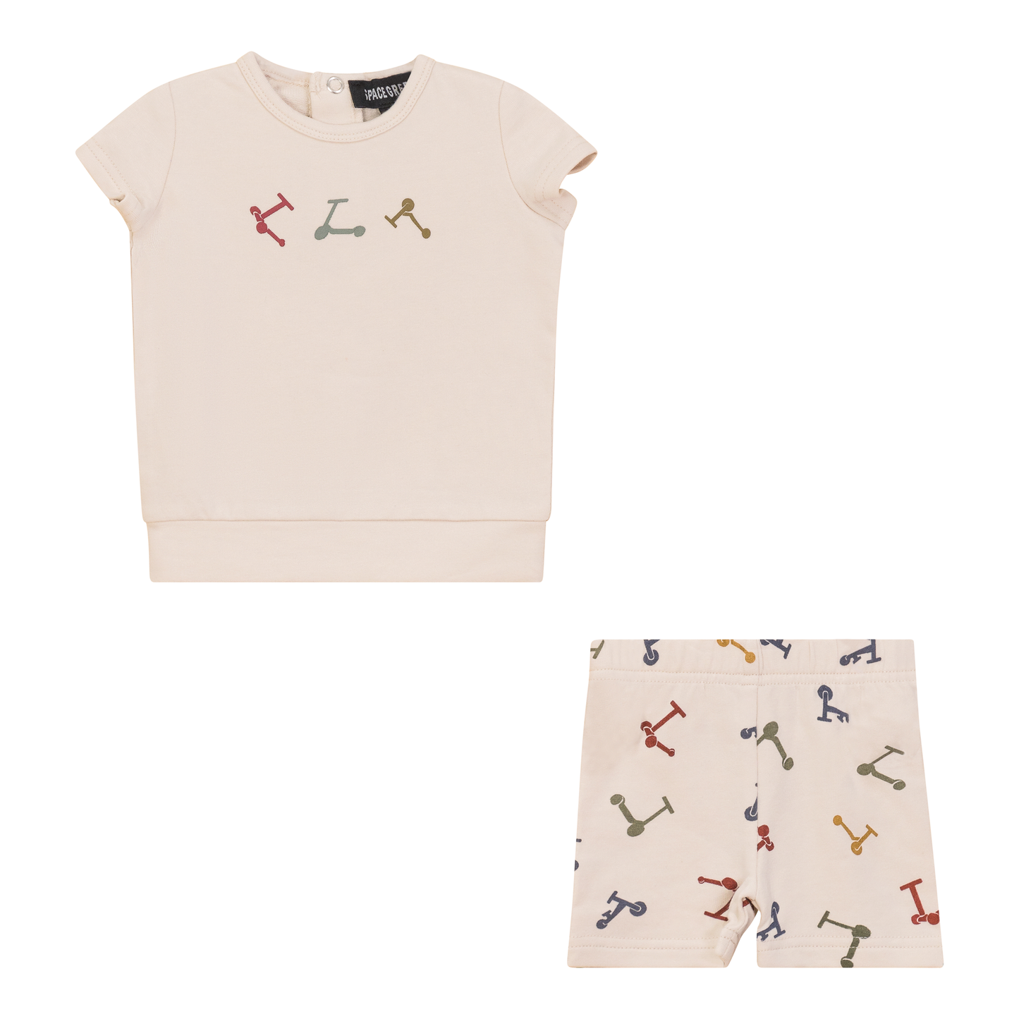 Scooter and Tulip Printed Shorts Set Dark Almond