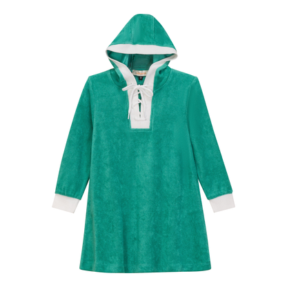 Cotton Terry Hoodie Dress Green
