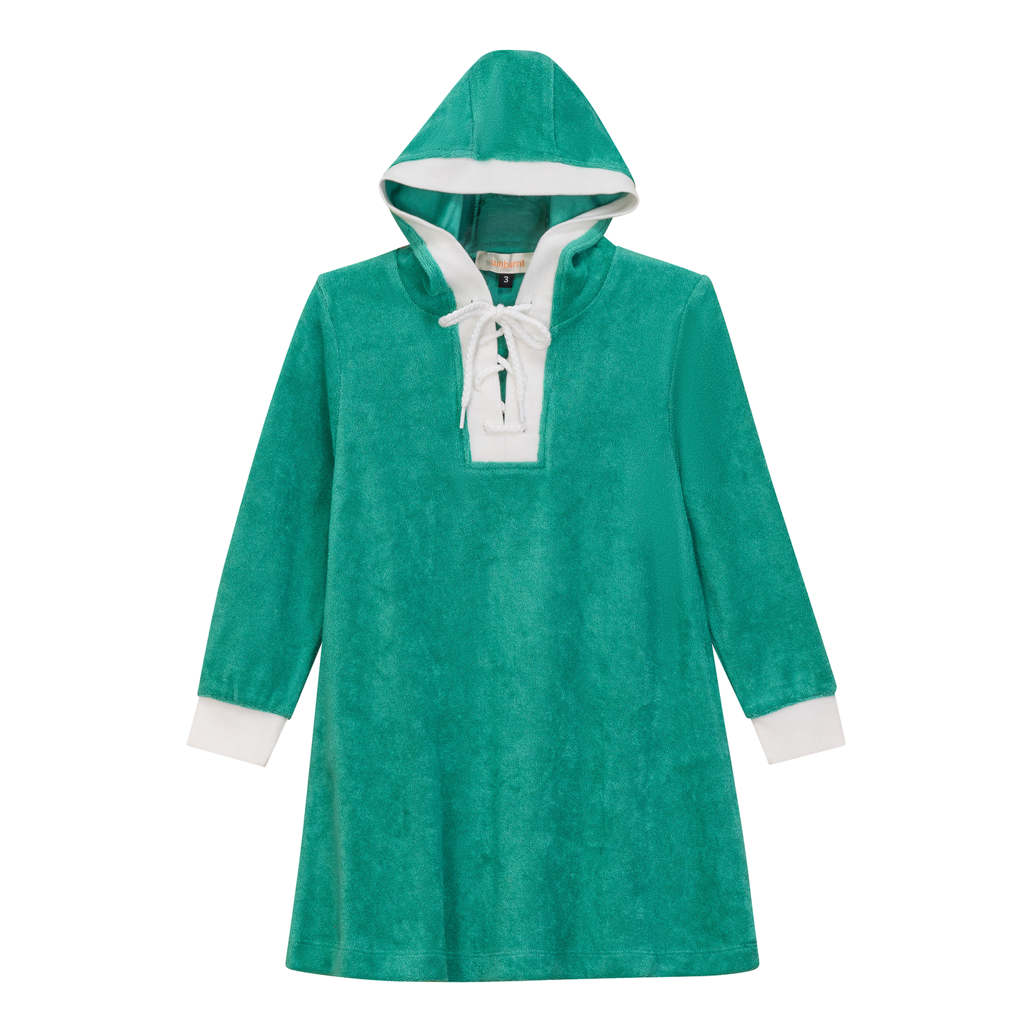 Cotton Terry Hoodie Dress Green