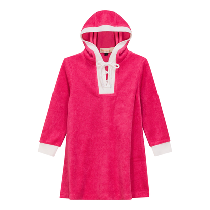 Cotton Terry Hoodie Dress Pink