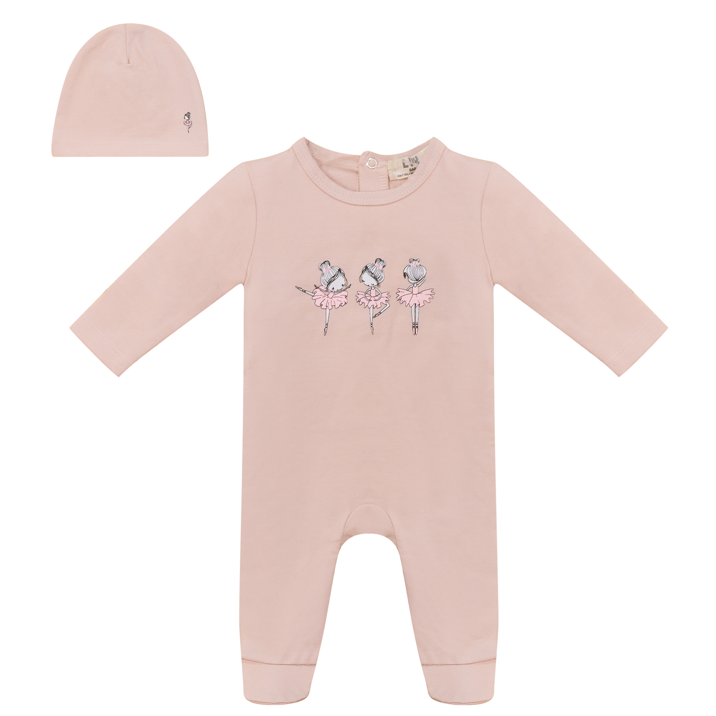 Balerina Plane Print Onesie with Hat Soft Pink