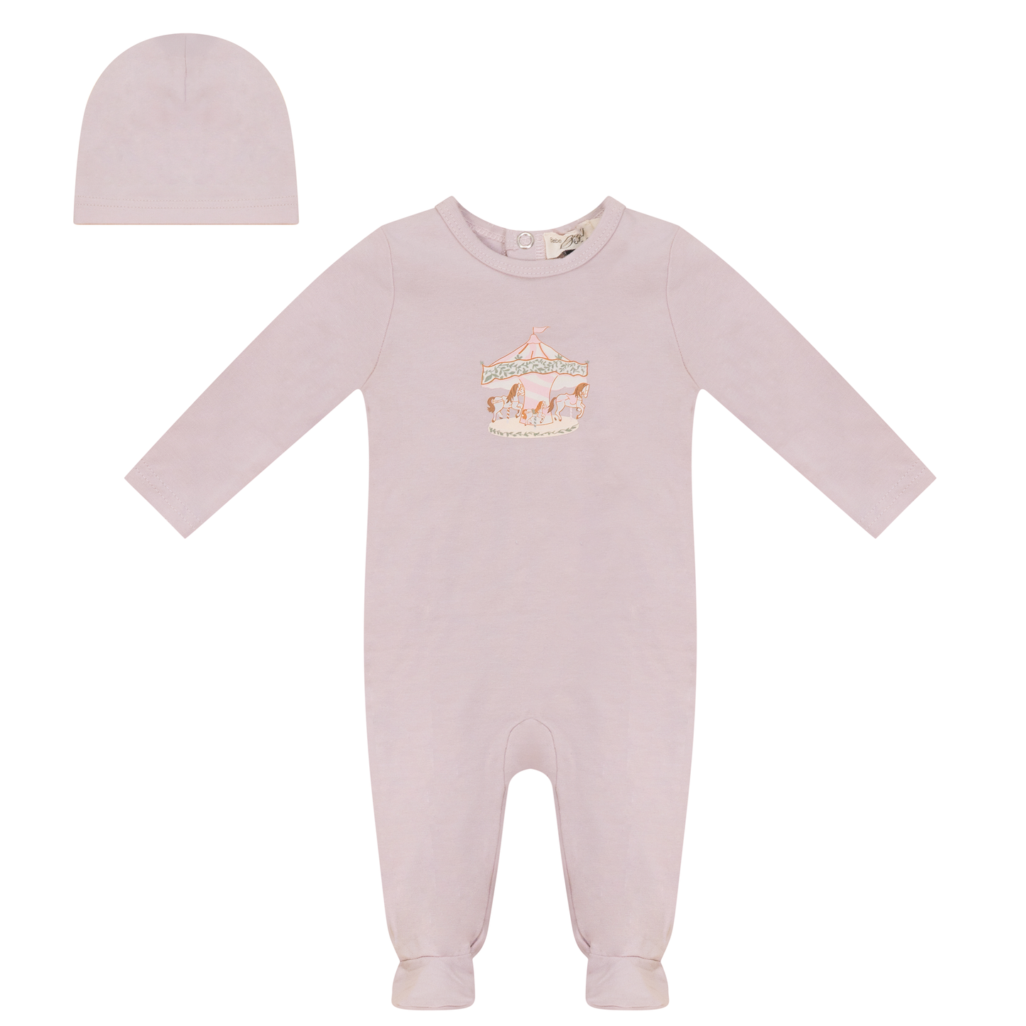 Carousel Print Onesie with Hat Primrose